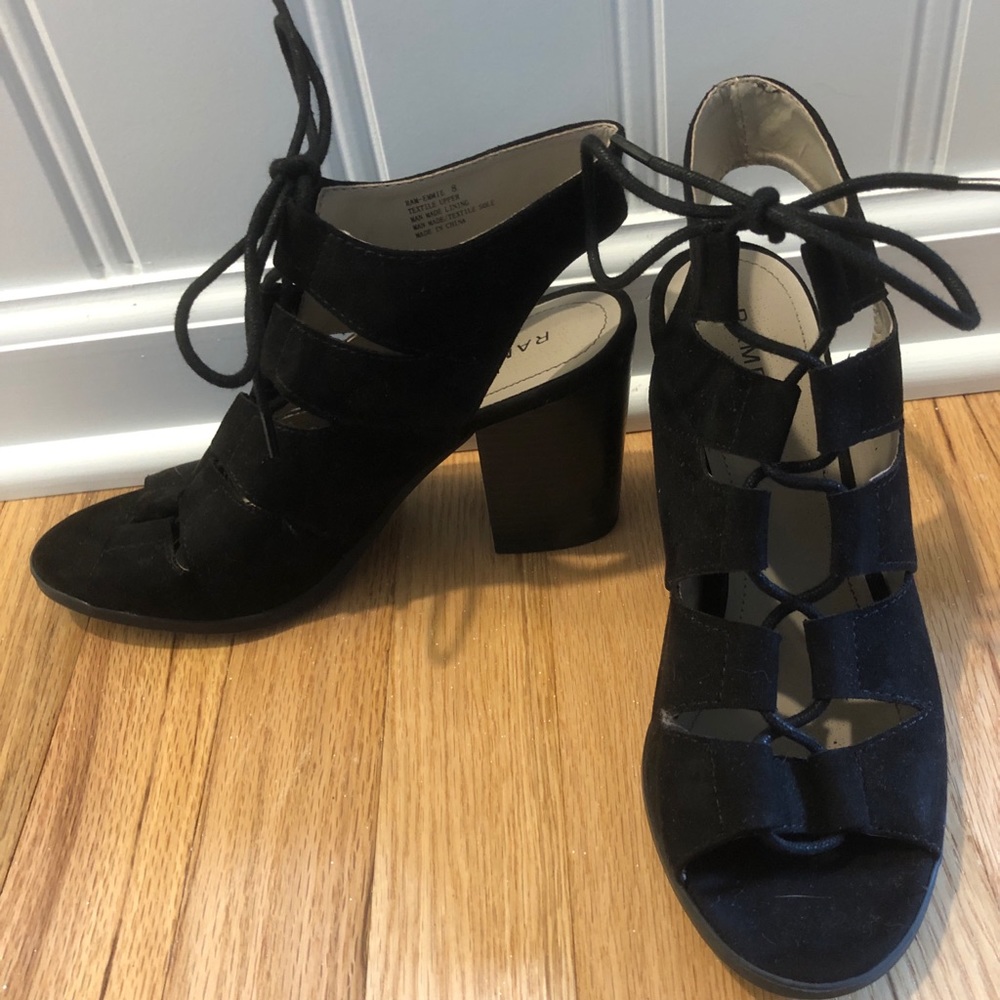 Women’s Black Block Strappy Heels Size 8